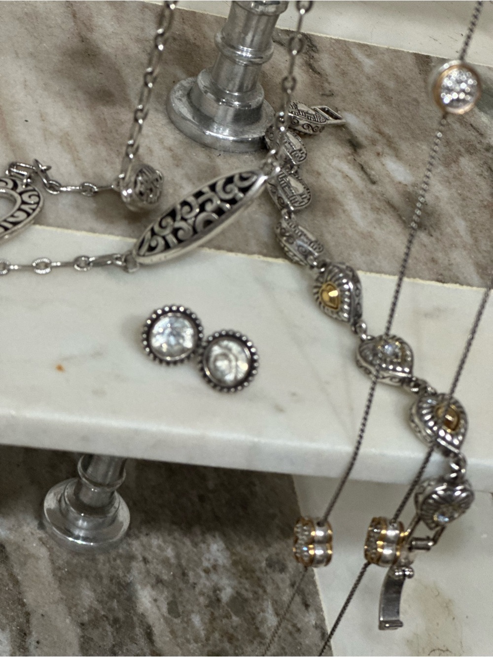 6 piece set Brighton Silver and Gold Mixed-Metal Heart & Filigree Necklace - Picture 11 of 11